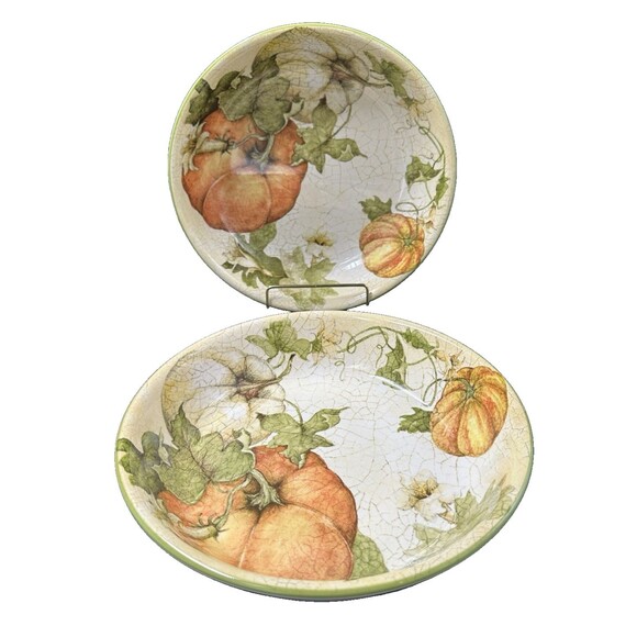 Pier 1 Imports Harvest Garden Earthenware Soup Salad Bowls Set of 2 - Picture 1 of 9
